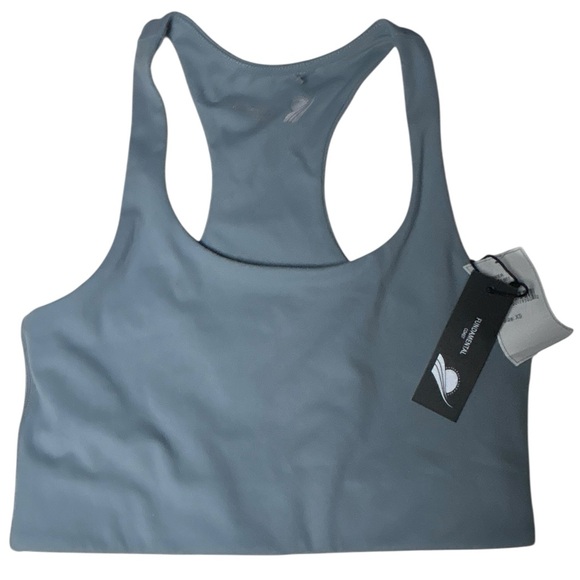 FUNDAMENTAL COAST slate blue wirefree workout yoga racerback bra size XS NWT